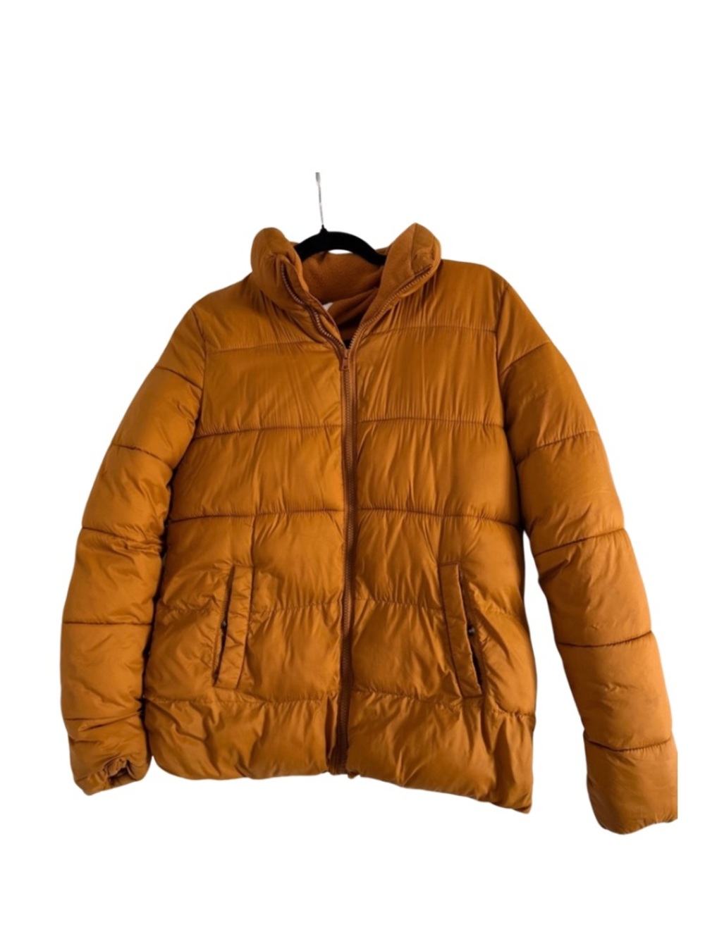 Old Navy Fleece-Lined Hooded Puffer Jacket Mustard Golden Brown Wmn S